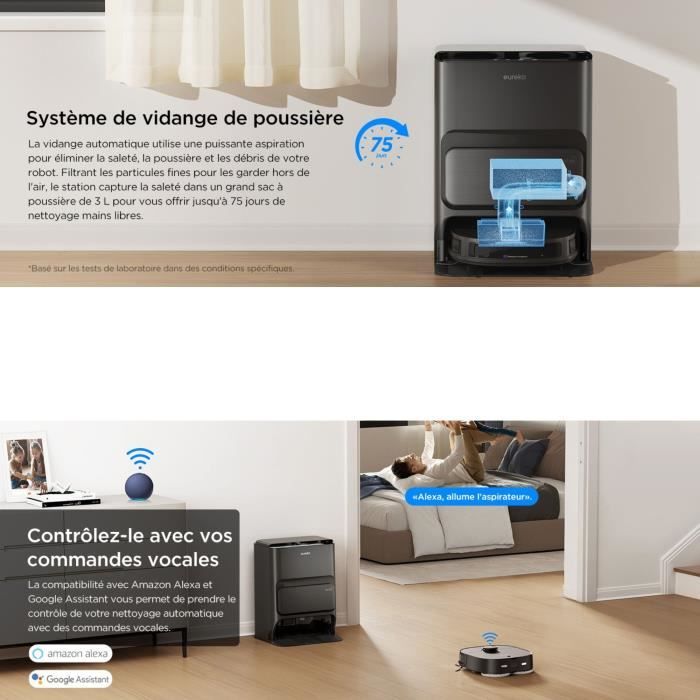 Aspirateur robot laveur EUREKA J12 Ultra 5000 Pa Vision