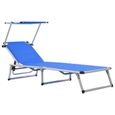 "Top" Bains de soleil d'extérieur JILI - Chaise longue pliable avec toit Aluminium et textilène Bleu,6,95 Kg-0