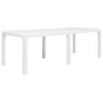 vidaXL Table de jardin Blanc 220x90x72 cm Plastique Aspect de rotin-0