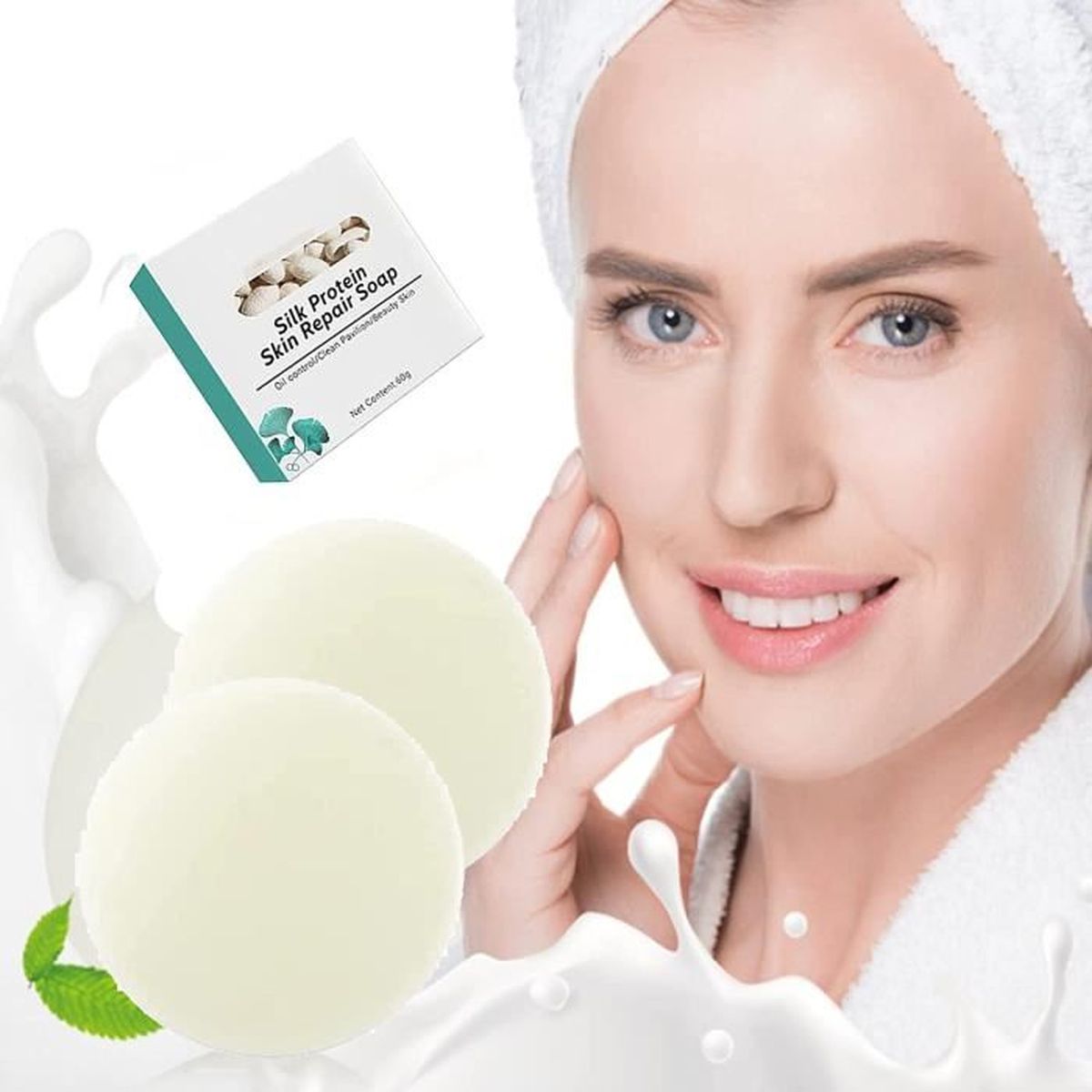 2pcs Collagen Milk Whitening Soap,Silk Protein Skin Repair Soap
