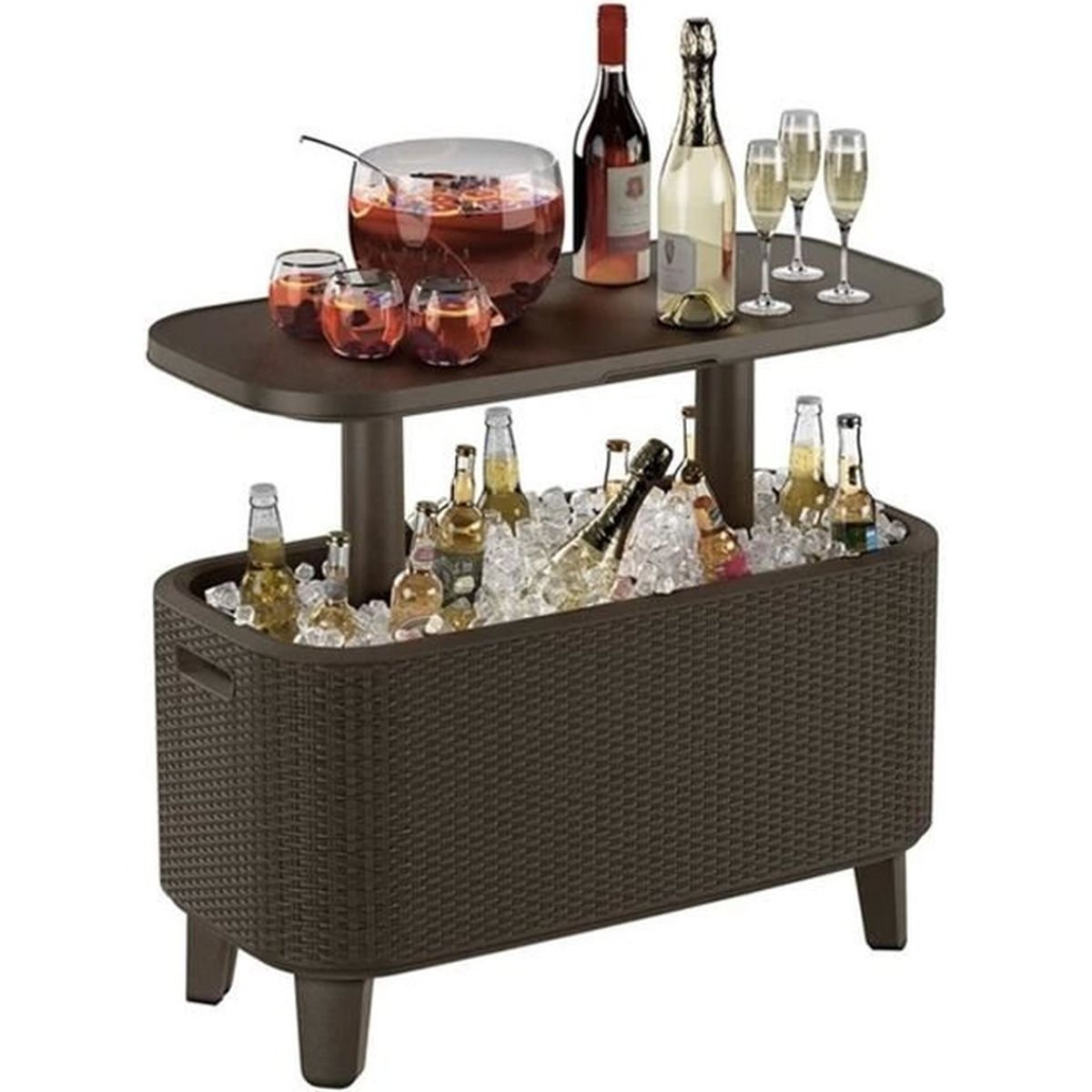 Table bar 2en1 glaciére réfrigérateur Keter Outdoor Bevy Cool Rattan
