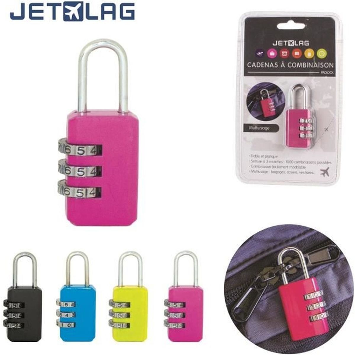 Lot de 6 minis cadenas avec combinaison à 3 chiffres pour valises couleur aléatoire bagage 