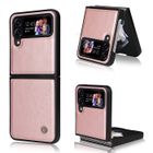 NO BRAND Coque Pour Samsung Galaxy Z Flip 4, Retro Design PU Etui Housse Fonction Stand Video Porte Carte Credit Ticket Flip Case or rose