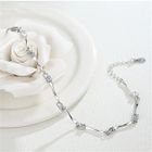 Bracelet en bambou avec oxyde de zirconium strass - HUEIHWOH - Ajustable 19 à 23 cm - Argenté