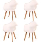 BenyLed Lot de 4 Chaise Salle à Manger, Fauteuils Scandinave de Chaise latérale Design Rétro avec Pieds en Bois de Hêtre, Blanc
