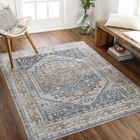 LIVABLISS Tapis Lavable Machine Vintage Oriental JENNIFER 160x213cm Bleu/Gris