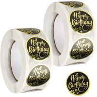 2 rouleaux Stickers décoration Autocollants d'étiquette de joyeux anniversaire pour sac cadeau Adorables