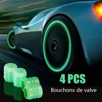 Lot de 4 Bouchons de Valve Fluorescent Lumineux Universelle pour Voiture, Moto, Vélo, Roue