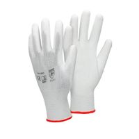 ECD Germany 1 paire de Gants de travail en PU, taille 7-S, couleur blanc, gants de mécanicien en nylon