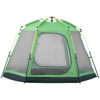 Tente de camping familiale 6 personnes montage instantanée Pop-up 4 fenêtres 2 portes dim. 320L x 320l x 176H cm vert gris