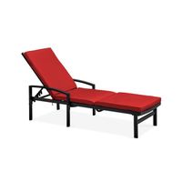 Coussin pour bain de soleil - OVIALA - Polyester - Rouge - 186 x 53 x 5 cm