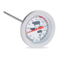 Relaxdays Thermomètre à viande pour le four analogique, thermomètre à sonde en inox 20 cm