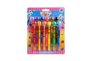 Stylo - Parure Fruity squad - FS60384 - Set de 12 Stylos gel pompon parfumes pour enfants, couleurs assorties Multicolore