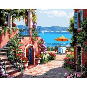 Acheter Kit Peinture par Numéro d'Art Adulte - Village au bord de mer