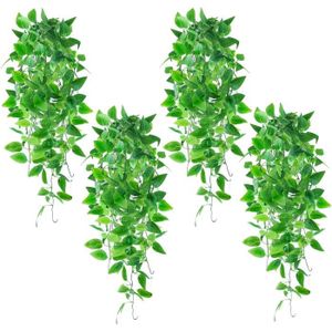 FLEUR ARTIFICIELLE Lot de 4 plantes artificielles suspendues - Vert -