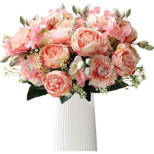 FLEUR ARTIFICIELLE Lot de 2 fleurs artificielles en soie Pivoine artificielle - Bouquet de fleurs réalistes Bouquet de fleurs pour décoration d.[D1742]