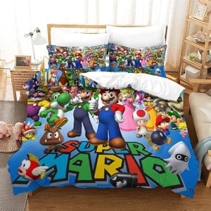 Sonic Contre Mario Housse de Couette 3D Housses de Couettes Hidden Zipper Polyester Microfiber 3 Pièces Set Parures de Couette Set Microfibre Parure de lit enUnique（135x200cm） 