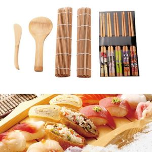 G/én/érique 13Pcs Set Kit de Fabrication de Sushi en Bambou Bureau F/ête de Famille Gadget de Sushi Fait Maison pour Les Amateurs de Nourriture avec des Baguettes de Cuill/ère /à Rideau de Sushi