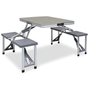TABLE DE JARDIN  Table pliable de camping - Acier Aluminium - 4 siè