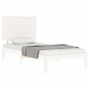 STRUCTURE DE LIT Cadre de lit blanc en bois massif - DRFEIFY - A3193627 106976 - 90 x 190 cm - Contemporain - A lattes