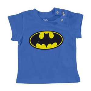T-SHIRT T-shirt Bébé Manche Courte Bleu Batman Logo Super 