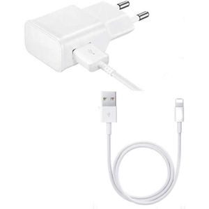 Chargeur iPhone 2 parties avec câble + prise secteur 2xUSB 2A coloris blanc