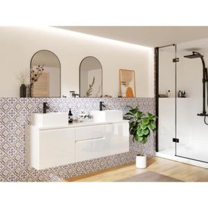 MEUBLE VASQUE - PLAN Meuble de salle de bain suspendu avec double vasqu