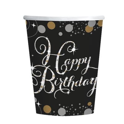 Gobelet De Noel SANTEX 6648-4, Sachet De 10 Gobelets Anniversaire Etincelant Métal Argent Verre Or