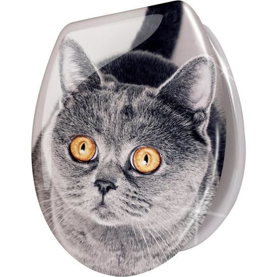 Abattant De Wc Avec Systeme D Abaissement Automatique Motif Chat H1245 Cdiscount Bricolage
