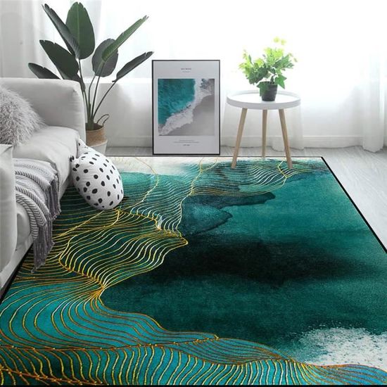 Tapis Chambre Enfant Lavable 200x300 Cm - Poils Courts, Antidérapant - Motifs Enfants, Bleu