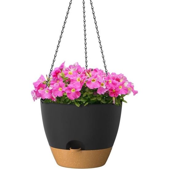 Ensemble De Pots De Fleurs Auto-arrosants 2 Pièces Gris - Diamètre