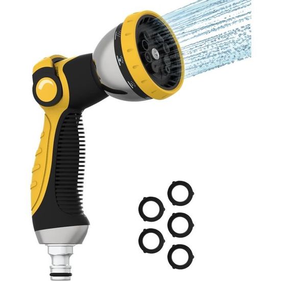 Douchette De Jardin 100 % Métal - Débit D'eau Réglable - Buse Haute Pression Pour Tuyau D'arrosage Et Arroseur De Pelouse - Grandes Surfaces - Installation De Lavage De Voiture Facile