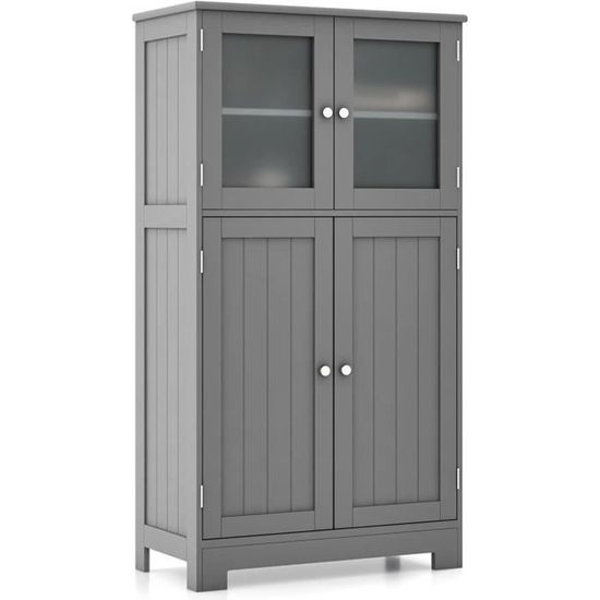 HOCSOK Meuble Salle De Bain 60x30x170cm - Colonne Rangement 4 Portes 6 Compartiments Blanc