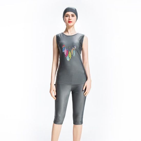 Burkini 3 Pièces ITOM CASTLE Pour Femme | Maillot Modeste à Manches Longues + Pantalon + Hijab | Protection UV