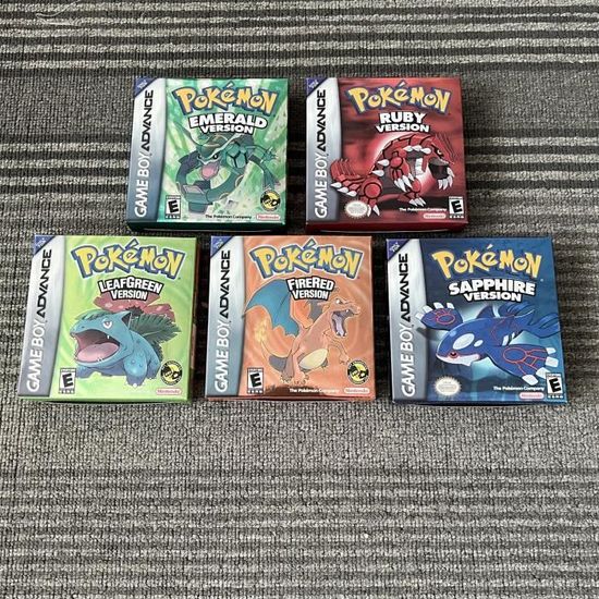 Français version GBA Pokemon Émeraude/Ruby/Vert Feuille/Rouge Feu/Saphir Comprennent Cartouche d