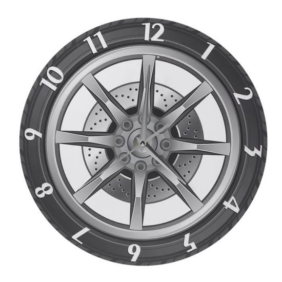 1 pc horloge de jante de pneu rétro créatif roue de voiture suspendue murale pour garage fanatique   HORLOGE - PENDULE