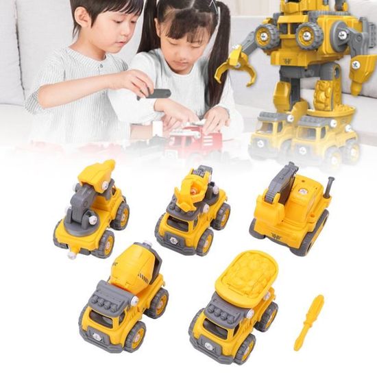 Robot Transformable 5 En 1 – Voiture Robot à Démonter – STEM éducatif – Articulations Flexibles – Dès 3 Ans