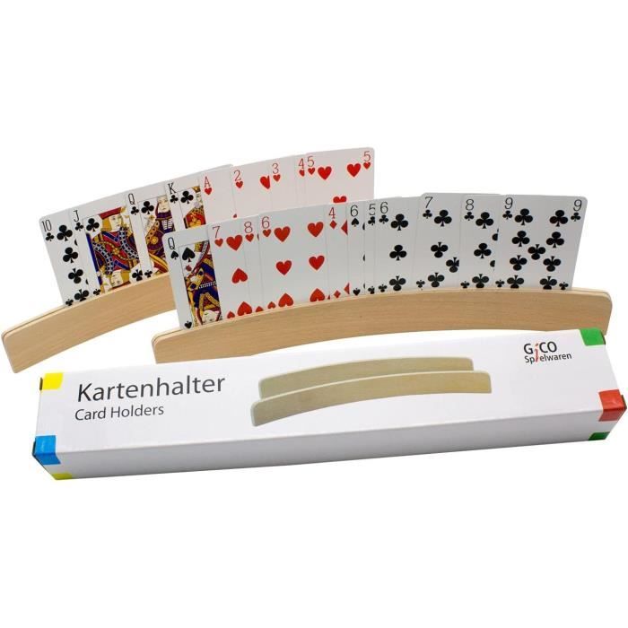 Lot de 4 porte-cartes en bois, mains libres, design incurvé, peut contenir 20 cartes à jouer, idéal pour les jeux de société et de cartes ou les petites mains et l'arthrite