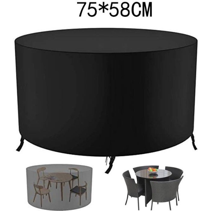 Housses pour Tables de Jardin Rond, Bache de Protection Table de Jardin Ronde Imperméable,Résistant à la Déchirure, (77*58cm)