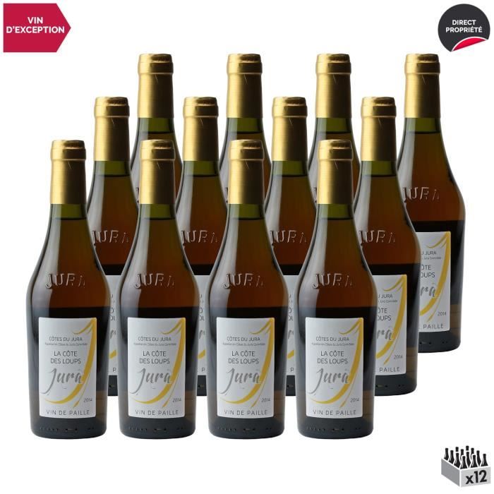 Côtes du Jura Vin de Paille Blanc 2014 - Lot de 12x37.5cl - La Côte des Loups - Vin AOC Blanc du Jura - Cépages Savagnin, Chardonnay