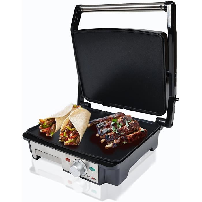 Dalkyo Sogo MB-30 Panini Grill, grill électrique 2000 W, surface de 28 x 22,5 cm, avec plaques antiadhésif et 180º ouvert, acier ino