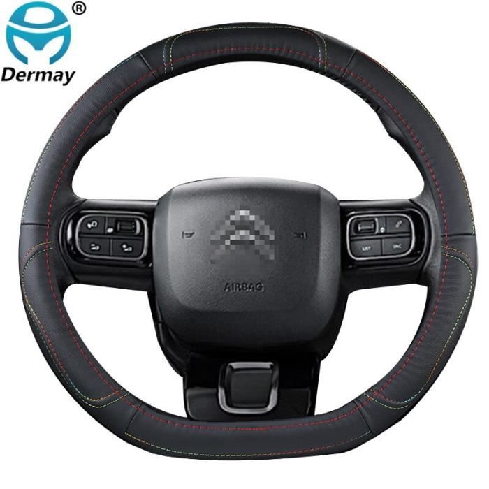 Couvre volant,Housse de volant en cuir véritable pour Citroen Berlingo Multispace XTR 2018 2019 2020 2021 peau - Type Colour Thread