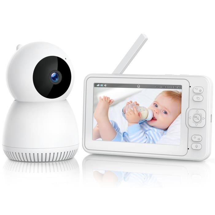 Bébé Moniteur CAMPARK 1080P Babyphone sans Fil avec Rotation 360° PTZ Babymoov, 5- LCD Couleur Bébé Surveillance