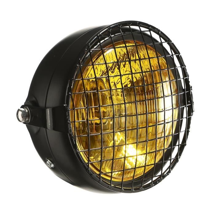 CICMOD Moto Phare Salut / Lo 6 1/2 -Universel Noir Universel intégrant Les phares Grill Bobber Chopper Custom ect (C)