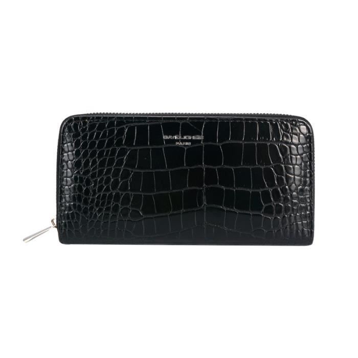 Portefeuille compagnon simili croco - David Jones - Couleur:Noir