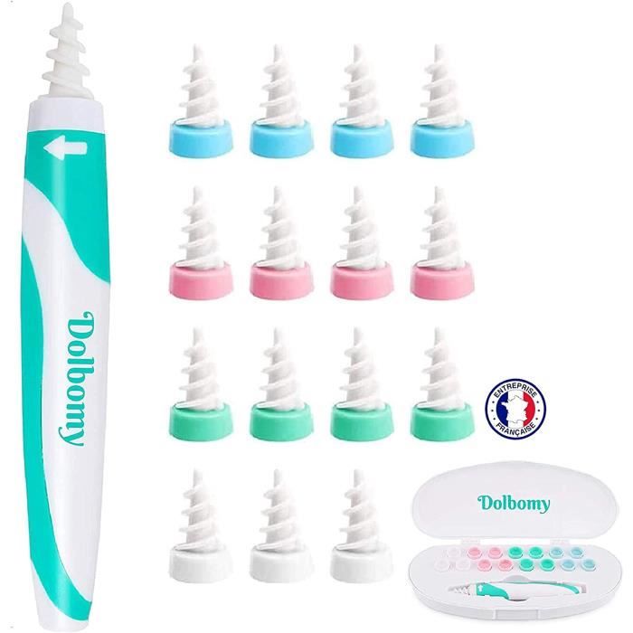 Nettoyeur pour Oreille Dolbomy - Réutilisable avec Tige Souple en Silicone x16 - Nettoyage pour Oreilles Enfant, Adulte et Chien