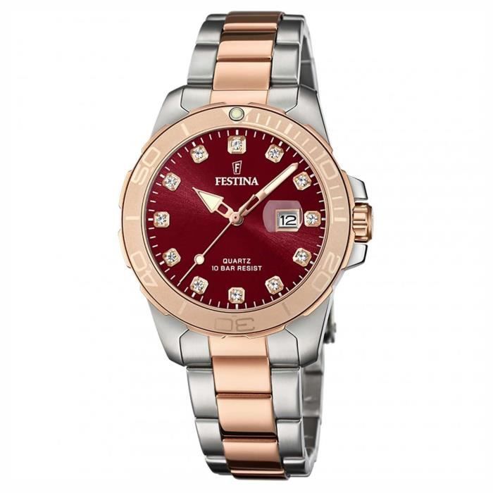 Bracelet acier femme - FESTINA - Montre Festina femme cadran bordeaux acier bicolore collection Boyfriend - Couleur de la matière:B