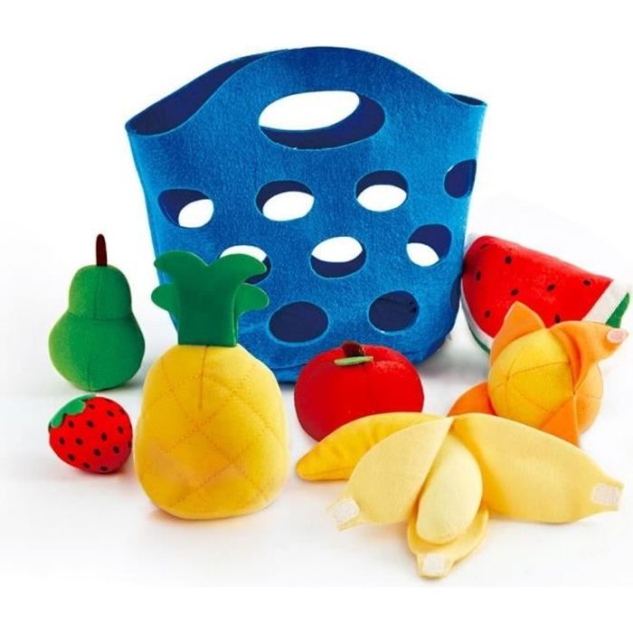 HAPE - Jeu d'imitation en feutrine gamme cuisine - E3169 - Panier de fruits pour enfants