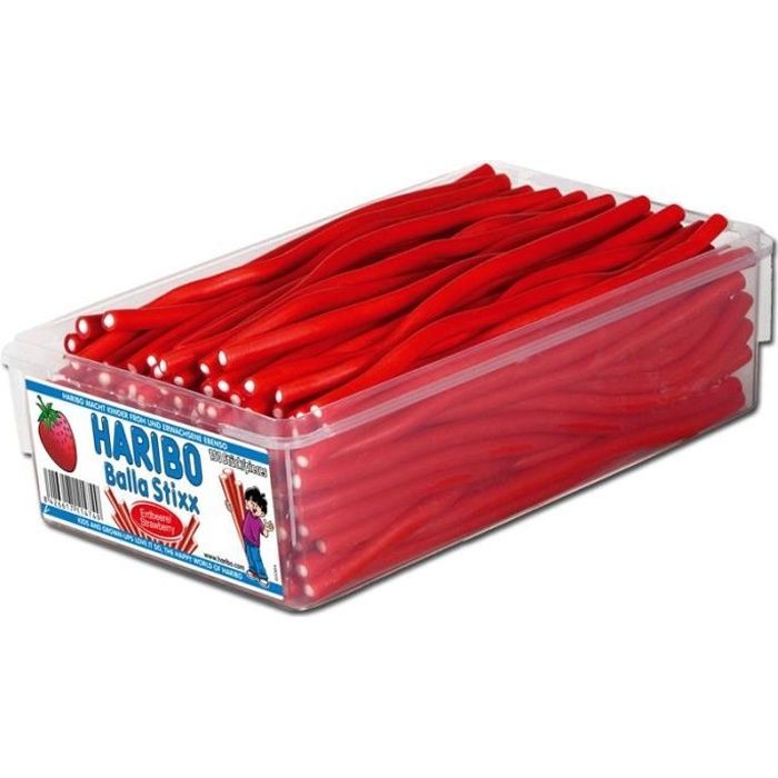 Haribo Balla Stixx fraise, fruits gomme barres de confiserie, 150 pièces