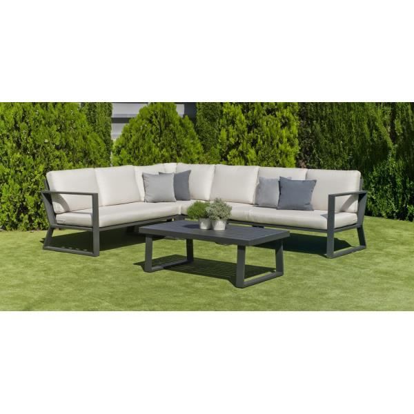 Salon de jardin détente an aluminium Bolon Anthracite et gris clair Anthracite Et Gris Clair